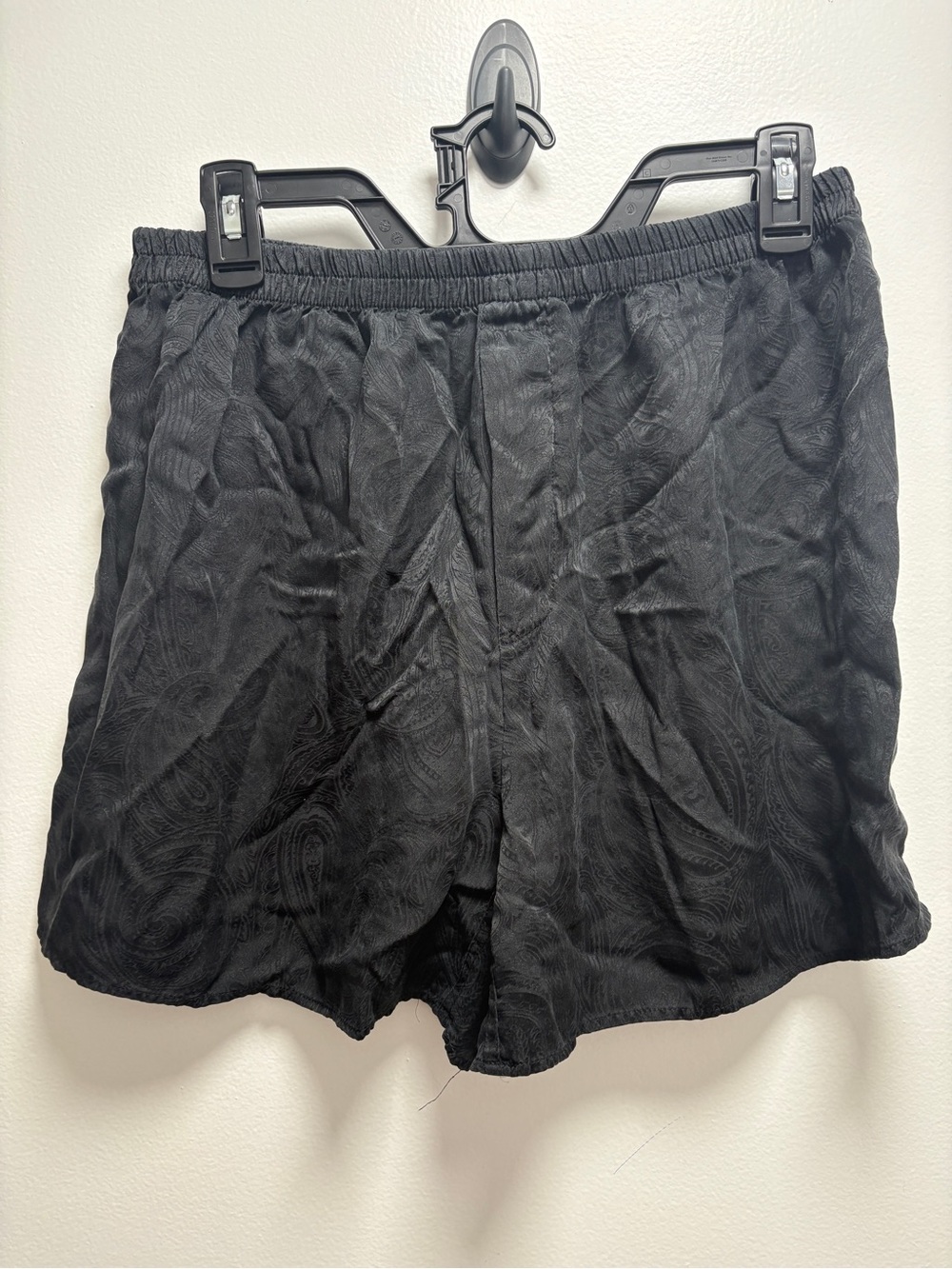 Vintage Addiction Men's Black Paisley-Texture 100% Silk Boxer Shorts